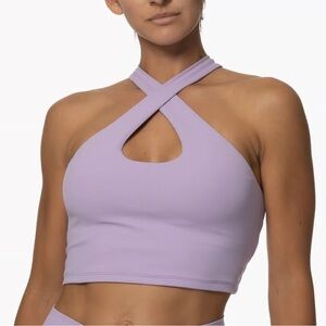 Jolyn Clothing Lilac Crisscross Halter Tank Top